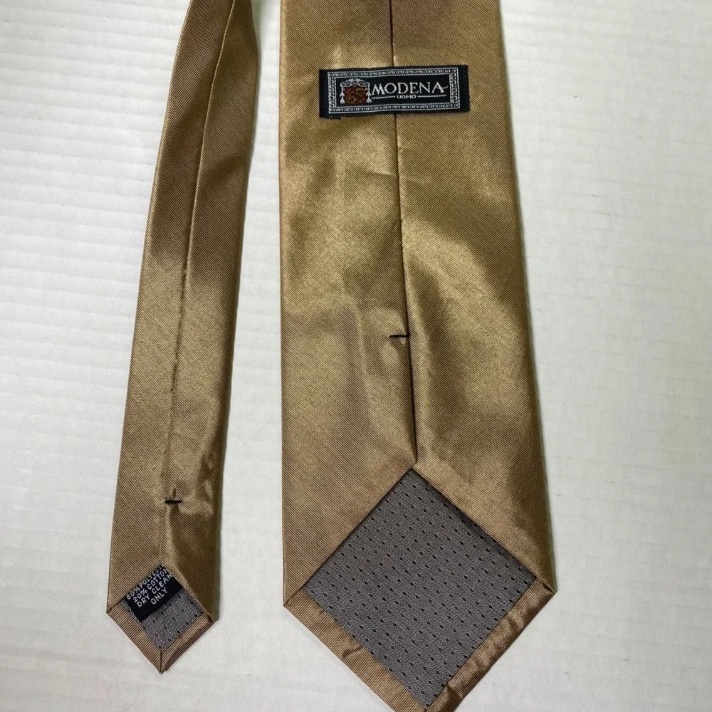 Modena Men's Gold Textured‎ Necktie Business Wedding Party Polyester Cotton